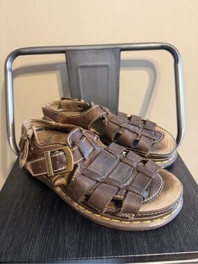 Dr Martens Brown Leather Fisherman Sandals AirWair Chunky Slingback EU 43/11